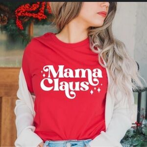 Red Mama Claus holiday Christmas shirt NWT
Bella Canvas